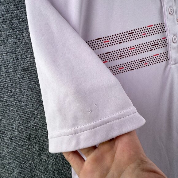 Adidas Pink Print Short Sleeve Polo Shirt Large Pullover Golf W/ Logo Stretch - Picture 9 of 15